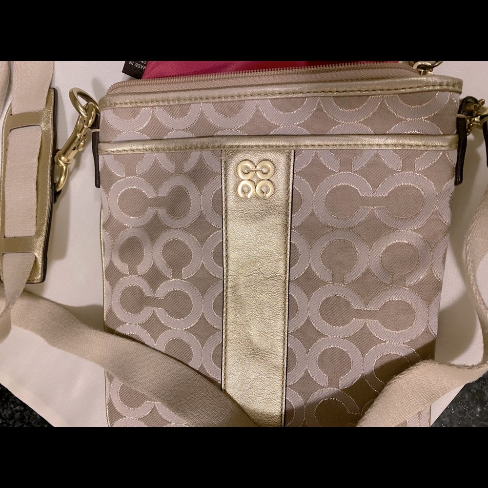 COACH crossbody sling bag with Chanel styled single C.